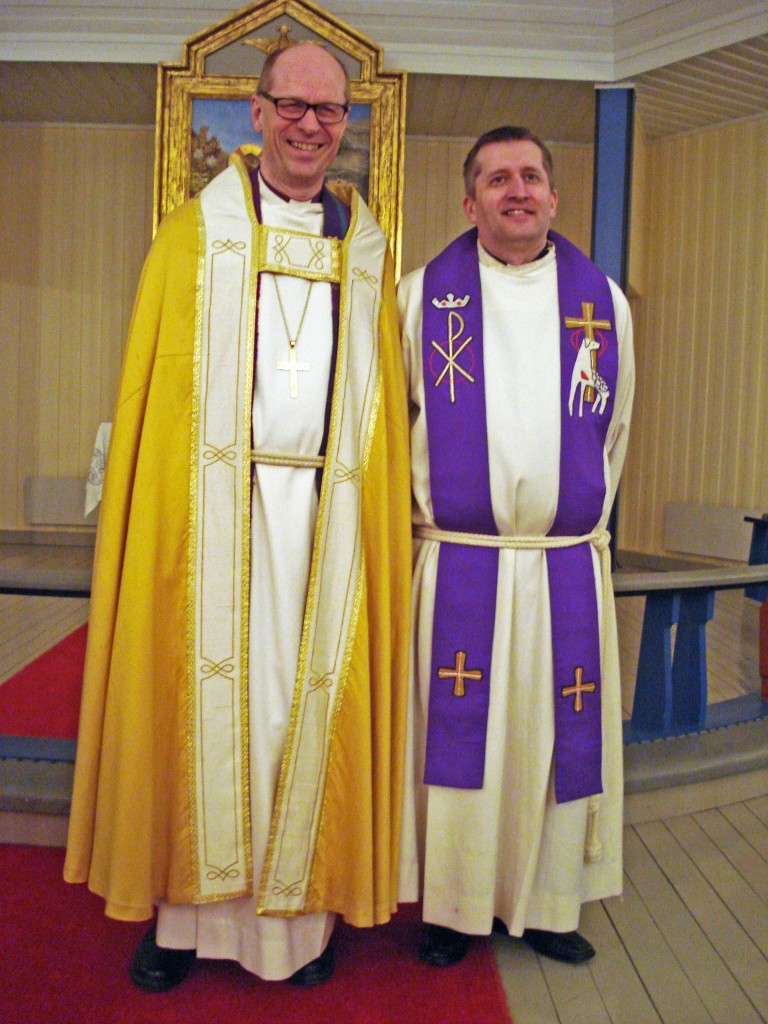 Biskop i Nord-Hålogaland Olav Øygard og prest i Porsanger Arne Skare