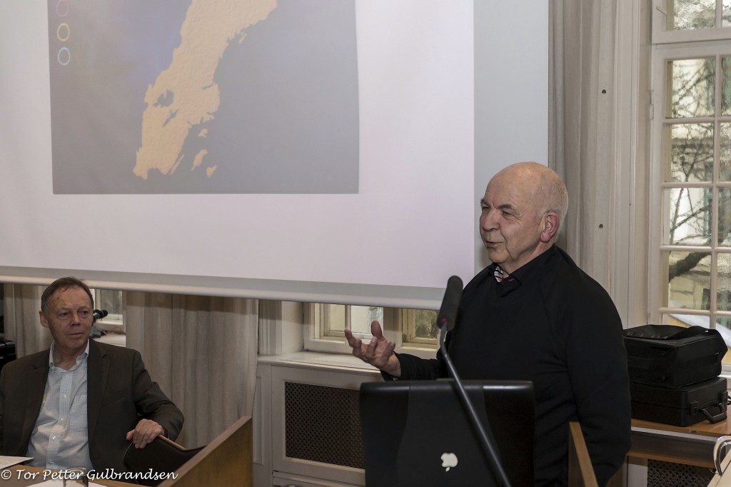 Her kan du se professor emeritus Henning Johanssons innlegg under Qvän Østlandets urfolksdebatt på Fritt Ord i Oslo 2. april. KUVA TOR PETTER GULBRANDSEN