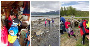 Språkreirbarna i Porsanger fikk endelig bli med språkforbildene ut på tur igjen. (Foto: Anneli Naukkarinen)